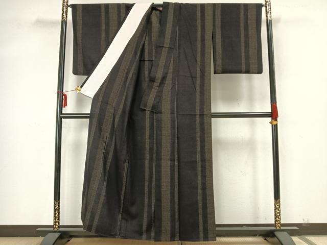 平和屋着物▽上質な紬 単衣 80亀甲 間道 正絹 逸品 AAAZ1744fy