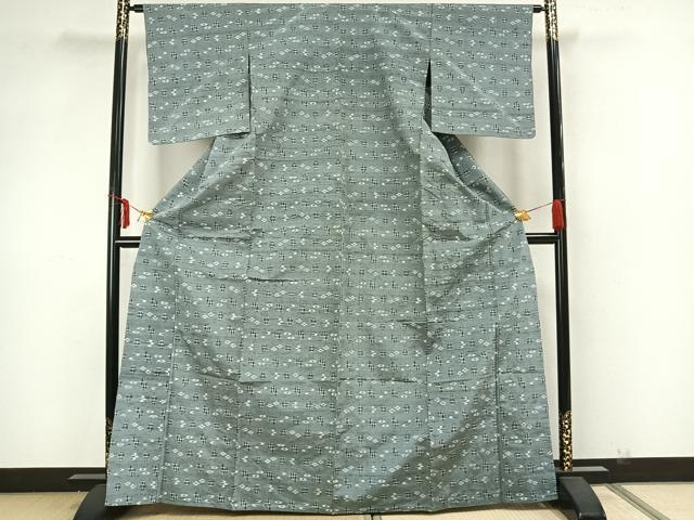 平和屋着物▽上質な紬 単衣 琉球絣 正絹 逸品 AAAZ1745fy