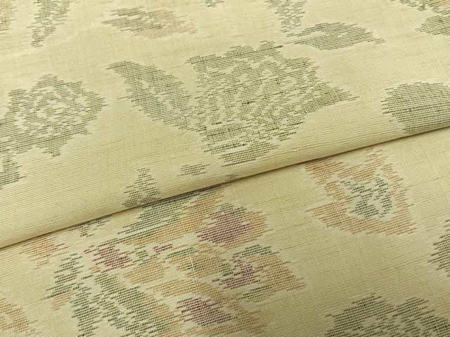 平和屋着物▽上質な紬 単衣 草花文 正絹 逸品 AAAZ1749fy