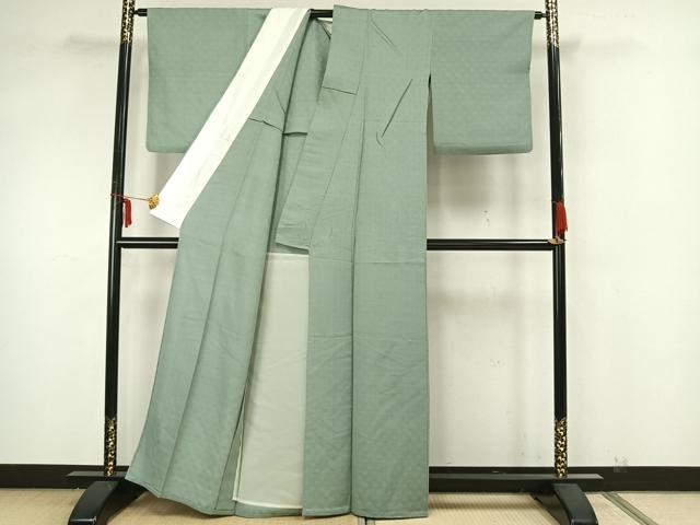 平和屋着物▽上質な色無地 単衣 草花地紋 裏葉柳色 正絹 逸品 AAAZ1752fy