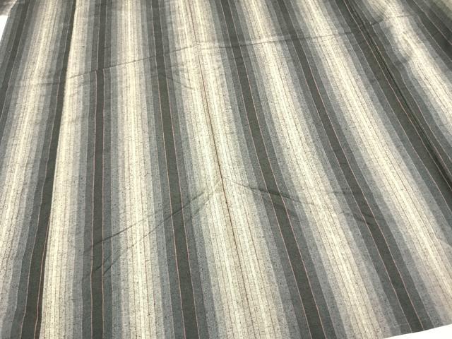 平和屋着物▽上質な紬 単衣 縞 正絹 逸品 AAAZ1755fy