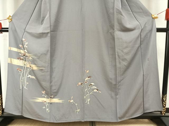 平和屋着物▽訪問着 単衣 作家物 駒刺繍 草花文 金彩 正絹 逸品 AAAZ1756fy