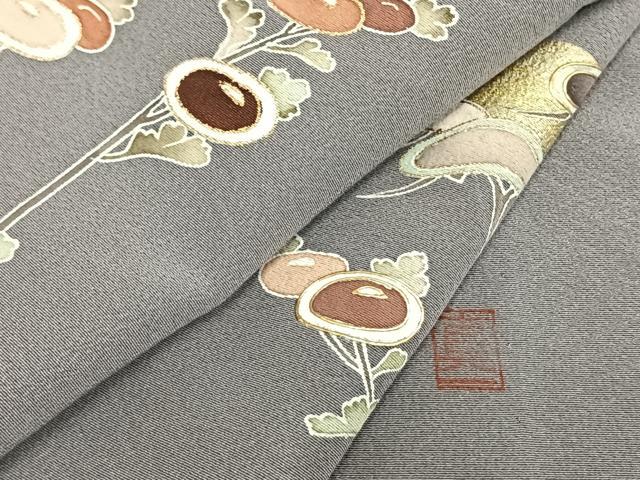 平和屋着物▽訪問着 単衣 作家物 駒刺繍 草花文 金彩 正絹 逸品 AAAZ1756fy