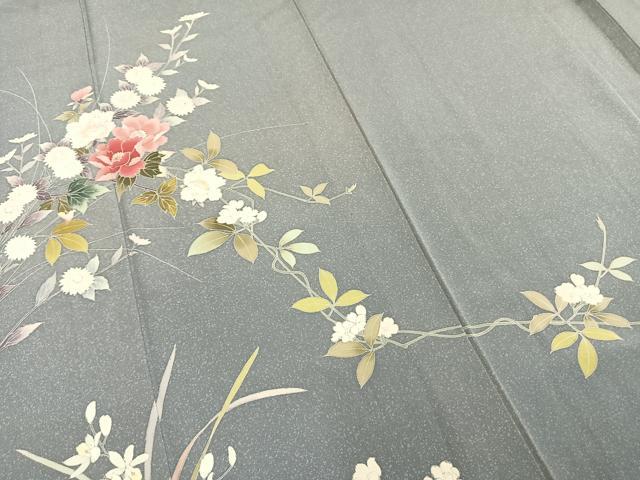 平和屋着物▽訪問着 単衣 作家物 草花文 正絹 逸品 AAAZ1757fy