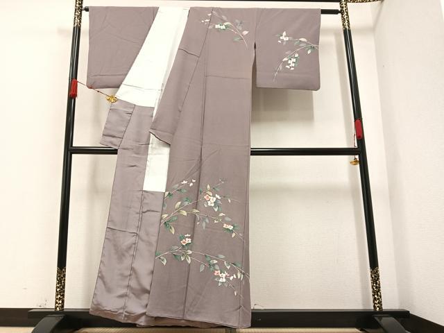平和屋着物●訪問着 手描き 枝花文 正絹 逸品 AAAZ1778ph