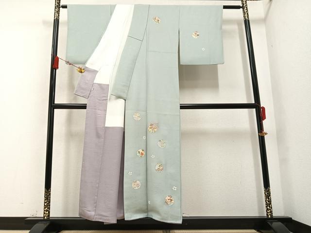 平和屋着物●英王室献上友禅作家 木下勝功 訪問着 花鞠文 金彩 正絹 逸品 AAAZ1783ph