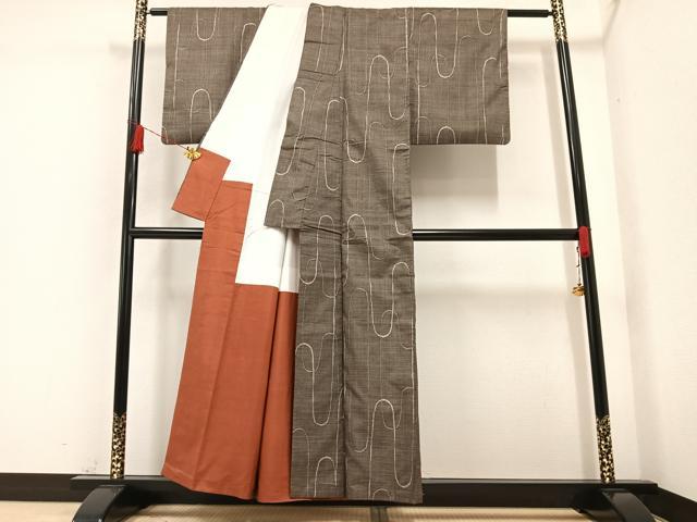 平和屋着物●本場大島紬 一元7マルキ 総絣 波文 正絹 逸品 AAAZ1784ph
