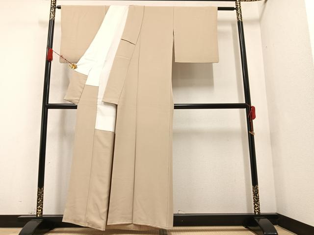 平和屋着物●上質な色無地 白橡色 正絹 逸品 AAAZ1809ph