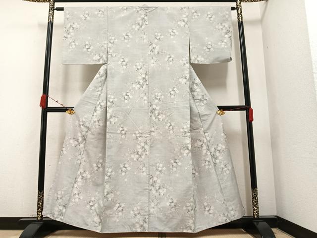平和屋着物●上質な紬 枝梅文 正絹 逸品 AAAZ1811ph
