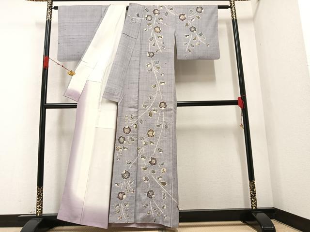 平和屋着物●訪問着 紬地 辻が花 手描き 絞り 正絹 逸品 AAAZ1832ph