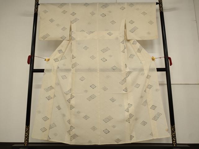 平和屋着物*夏物 小紋 絽 花菱文 銀彩 正絹 逸品 AAAZ2006st