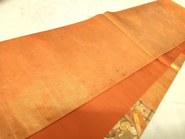 平和屋着物◎太鼓柄袋帯 手描き 天井花文 金彩 正絹 逸品 AAAZ2178yx