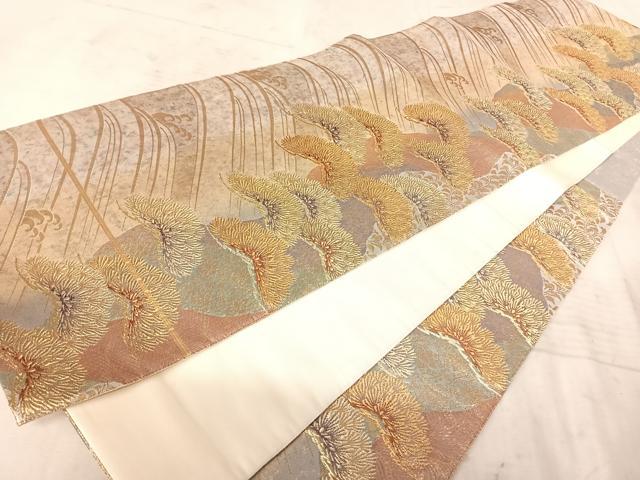 平和屋着物◎六通柄袋帯 枝松文 金糸 引箔 正絹 逸品 AAAZ2188yx