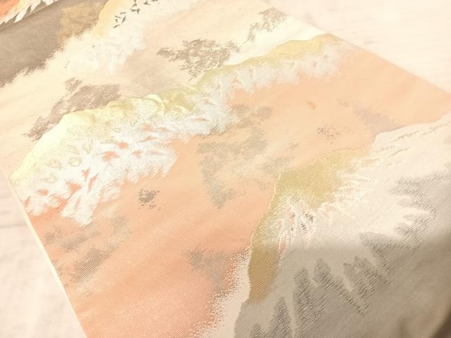 平和屋着物◎六通柄袋帯 遠山風景文 金銀糸 正絹 逸品 AAAZ2214yx