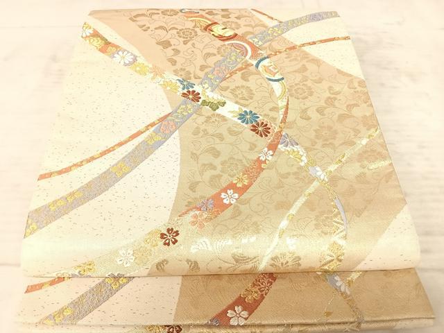 平和屋着物◎六通柄袋帯 唐織 能衣花文 金糸 正絹 逸品 AAAZ2280yx