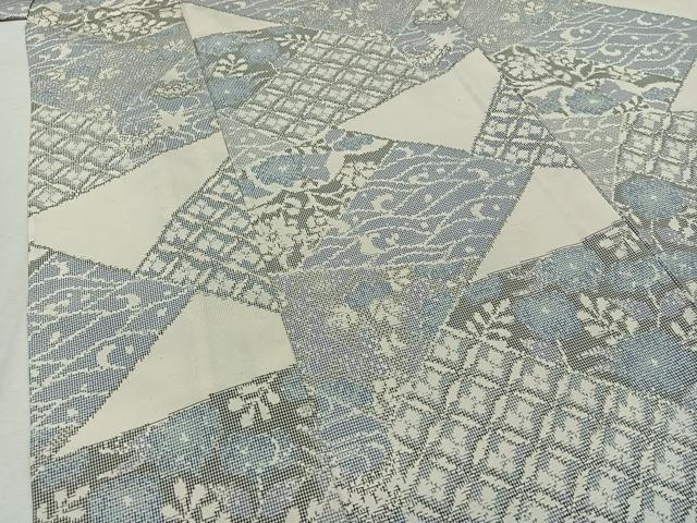 平和屋着物▽本場大島紬 単衣 切嵌流水花文 正絹 逸品 AAAZ2327jh