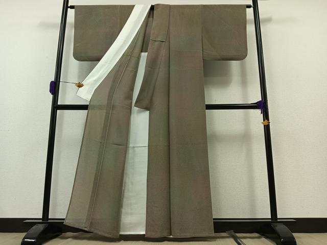 平和屋着物▽上質な小紋 単衣 作家物 霞文 暈し染め 鬼しぼ縮緬 正絹 逸品 AAAZ2331jh