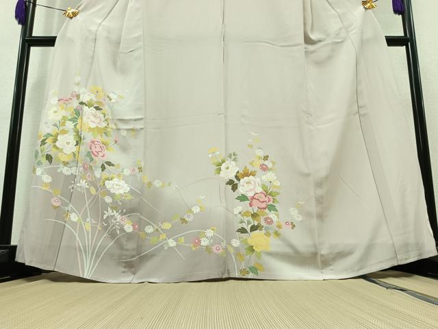 平和屋着物▽訪問着 単衣 友禅 草花文 暈し染め 正絹 逸品 AAAZ2332jh
