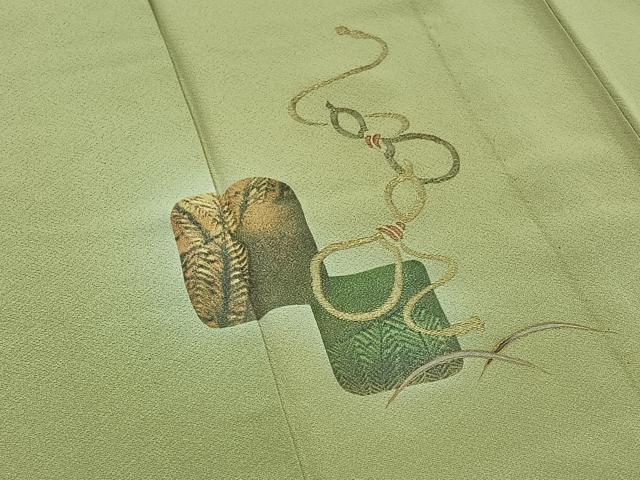 平和屋着物▽訪問着 単衣 刺繍 瓢箪 暈し染め 金彩 正絹 逸品 AAAZ2340jh
