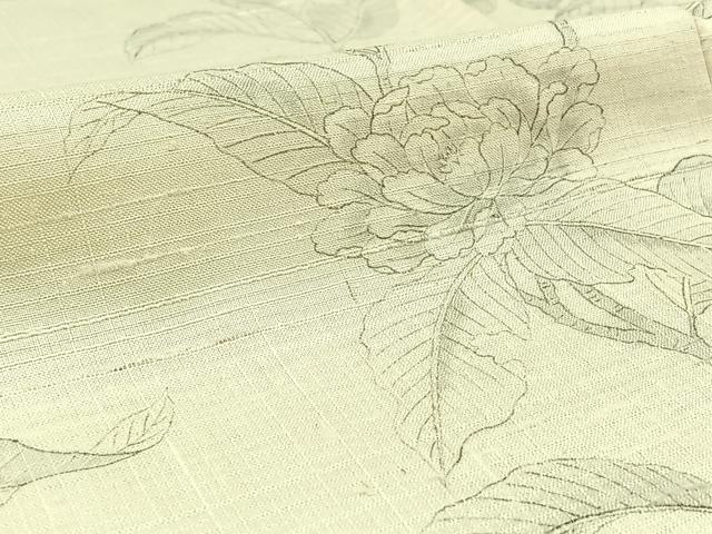 平和屋着物▽生紬 単衣 枝花文 正絹 逸品 AAAZ2356jh