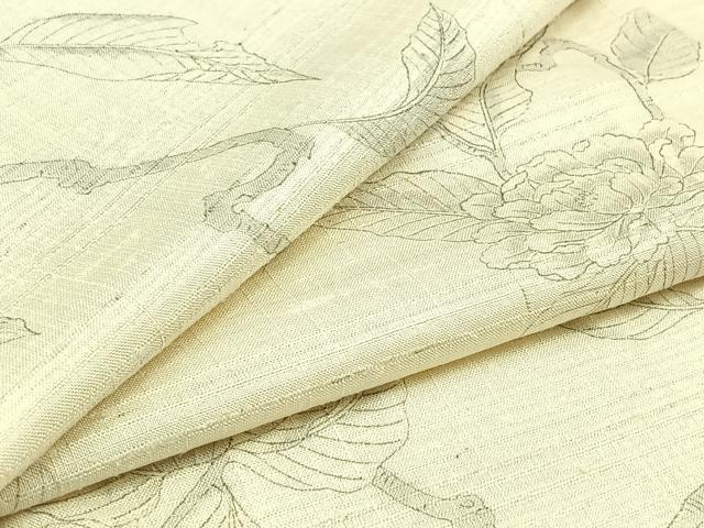 平和屋着物▽生紬 単衣 枝花文 正絹 逸品 AAAZ2356jh
