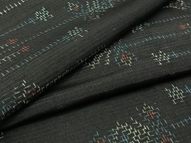 平和屋着物▽上質な紬 単衣 横段花文 正絹 逸品 AAAZ2357jh