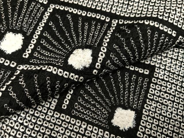 平和屋着物●訪問着 絞り 花菱文 黒地 正絹 逸品 AAAZ2377ph