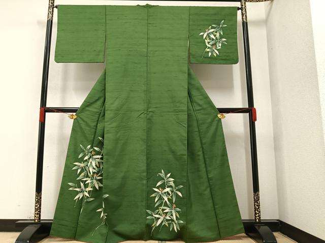 平和屋着物●訪問着 紬地 南天文 正絹 逸品 AAAZ2403ph