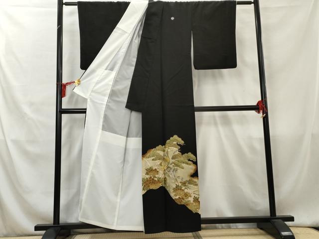 平和屋着物■豪華黒留袖 孔雀松竹梅文 金糸 金彩 正絹 逸品 AAAZ2532cs