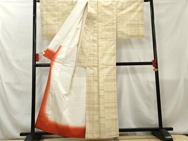 平和屋着物■上質な紬 花格子 正絹 逸品 AAAZ2552cs