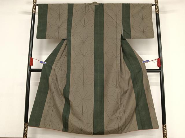 平和屋着物●上質な紬 麻の葉文様 正絹 逸品 AAAZ3002np