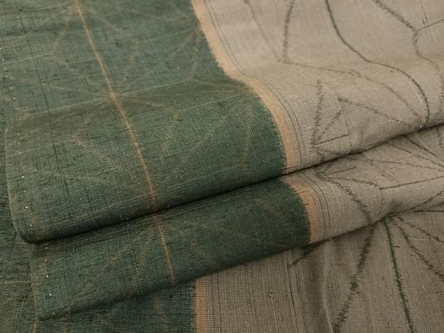 平和屋着物●上質な紬 麻の葉文様 正絹 逸品 AAAZ3002np