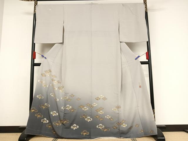 平和屋着物●人間国宝 福田喜重 刺繍 色留袖 舞花文 暈し染め 金彩 正絹 逸品 未使用 AAAZ3018np
