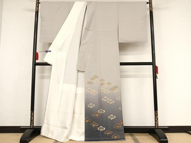 平和屋着物●人間国宝 福田喜重 刺繍 色留袖 舞花文 暈し染め 金彩 正絹 逸品 未使用 AAAZ3018np