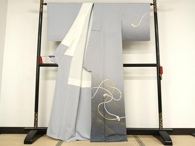 平和屋着物●人間国宝 福田喜三郎 訪問着 刺繍 組紐 暈し染め 金糸 金彩 三越扱い 正絹 逸品 未使用 AAAZ3021np
