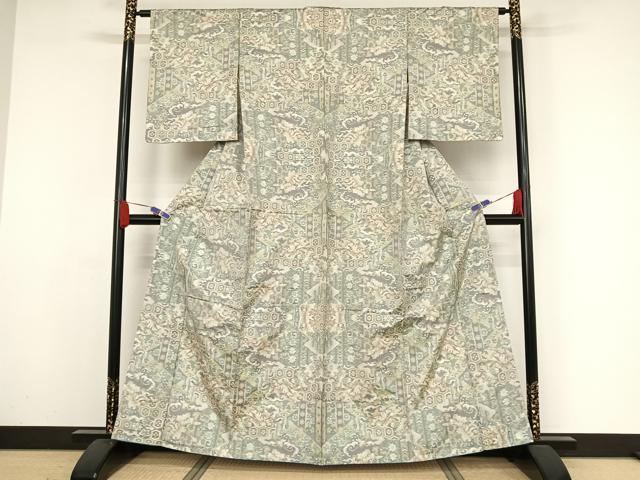 平和屋着物●本場大島紬 白大島 緯総絣 草花文 正絹 逸品 AAAZ3081np