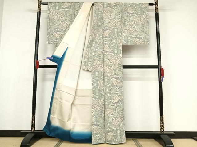 平和屋着物●本場大島紬 白大島 緯総絣 草花文 正絹 逸品 AAAZ3081np