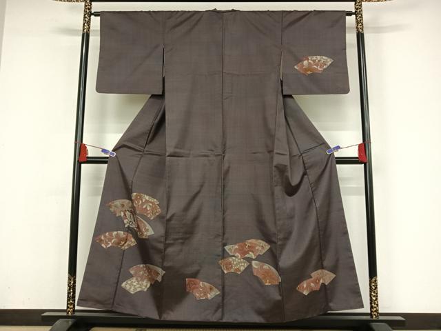 平和屋着物●本場染大島紬 訪問着 色紙花鳥更紗 正絹 逸品 AAAZ3124np