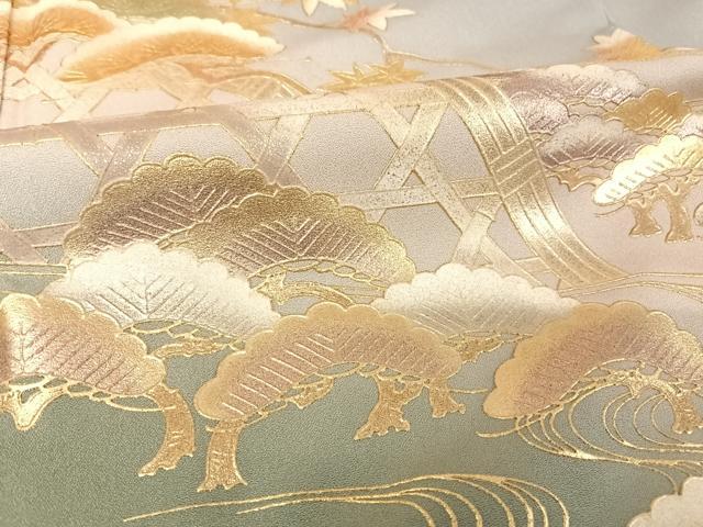 平和屋着物●金彩友禅 卓越技能者・名工・和田光正 訪問着 夢蒔絵 流水に松 暈し染め 金彩 正絹 逸品 AAAZ3132np