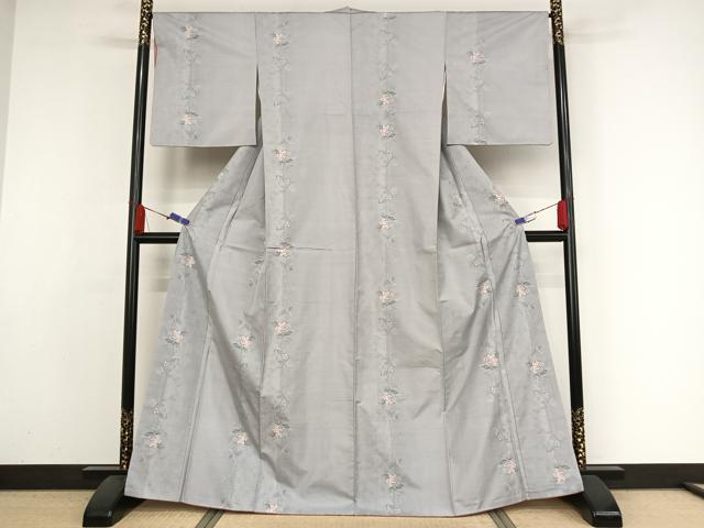 平和屋着物●都喜ヱ門 本場大島紬 白大島 カタス7マルキ 総絣 枝花間道 藤絹織物謹製 正絹 逸品 AAAZ3217np