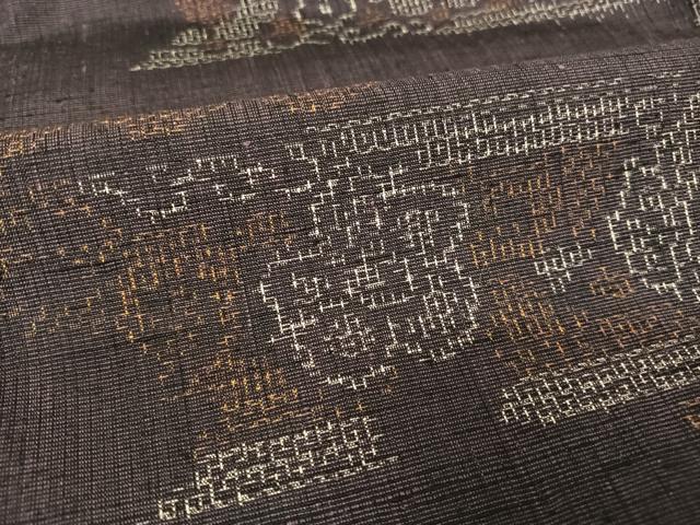 平和屋着物●結城紬 80亀甲 横段花文 正絹 逸品 AAAZ3220np