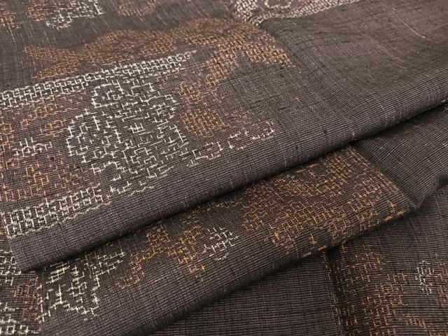 平和屋着物●結城紬 80亀甲 横段花文 正絹 逸品 AAAZ3220np