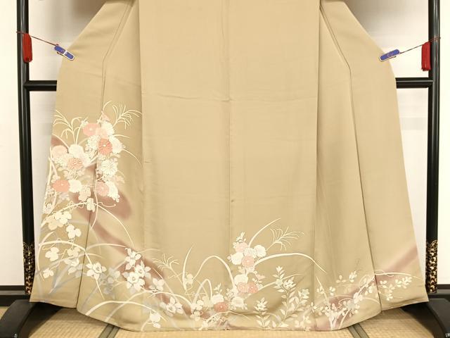 平和屋着物●訪問着 駒刺繍 草花文 暈し染め 金糸 金彩 鈴乃屋扱い 正絹 逸品 AAAZ3234np