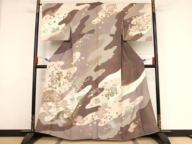 平和屋着物●訪問着 流水鴛鴦文 金彩 正絹 逸品 AAAZ3235np