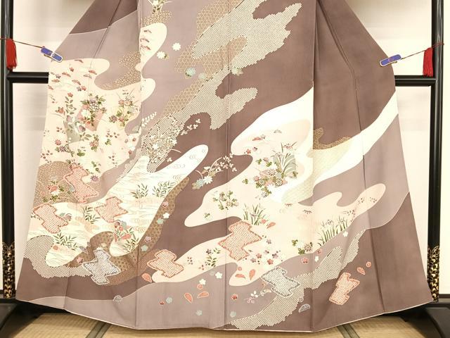平和屋着物●訪問着 流水鴛鴦文 金彩 正絹 逸品 AAAZ3235np