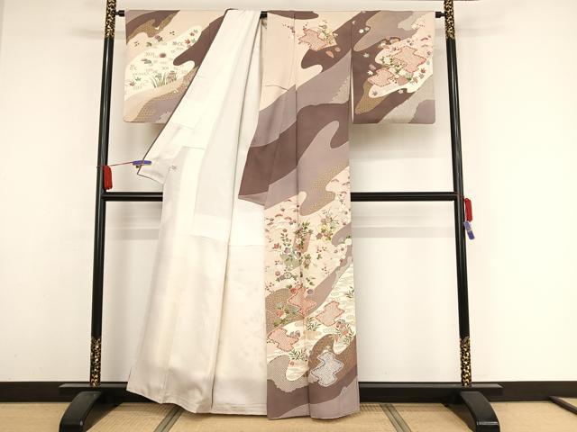 平和屋着物●訪問着 流水鴛鴦文 金彩 正絹 逸品 AAAZ3235np