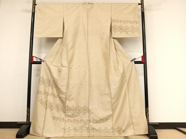 平和屋着物●本場染大島紬 訪問着 花唐草文 ロング丈 正絹 逸品 AAAZ3236np