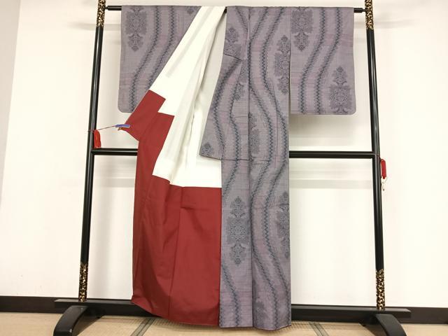 平和屋着物●本場大島紬 一元絣 幾何学花文 正絹 逸品 AAAZ3258np