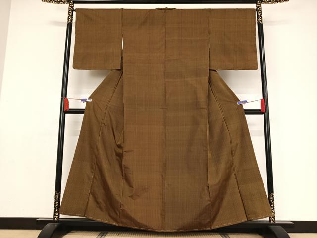 平和屋着物●黄八丈 紬 縞 正絹 逸品 未使用 AAAZ3300np