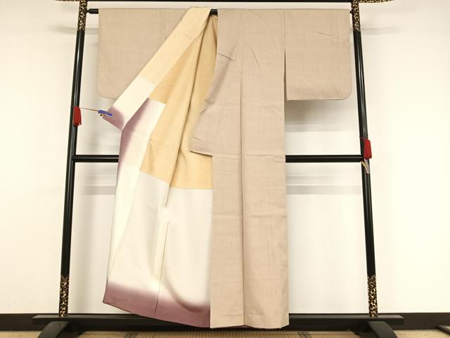 平和屋着物●本場結城紬 重要無形文化財 色無地 亜麻色 藤貴 証紙付き 正絹 逸品 AAAZ3312np